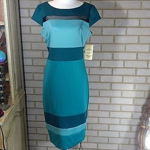 NWT Sangria Teal Color Block Dress Sz 12